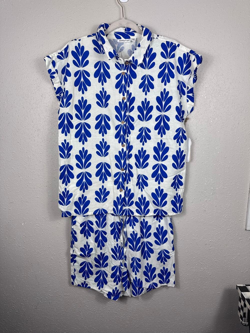 NWT Midnight Sky Linen Blend Set Womens Size Large
